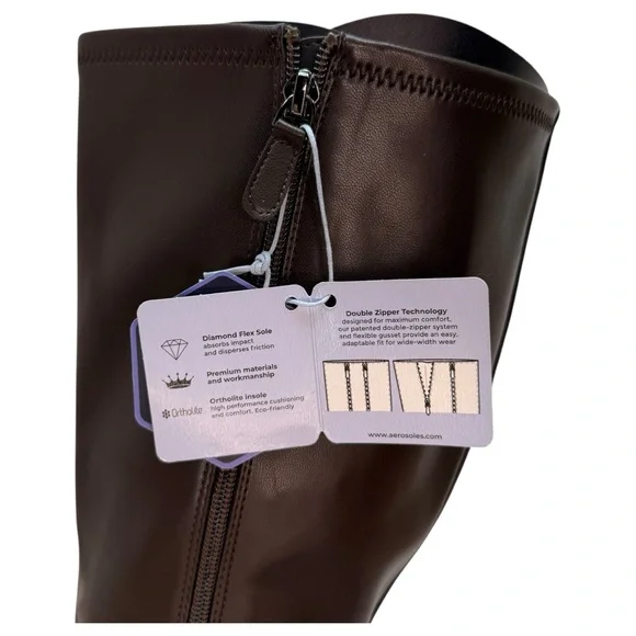 Aerosoles Micah Brown Faux Stretch Leather Knee High Womens Boots Size 9.5W - Picture 8 of 12